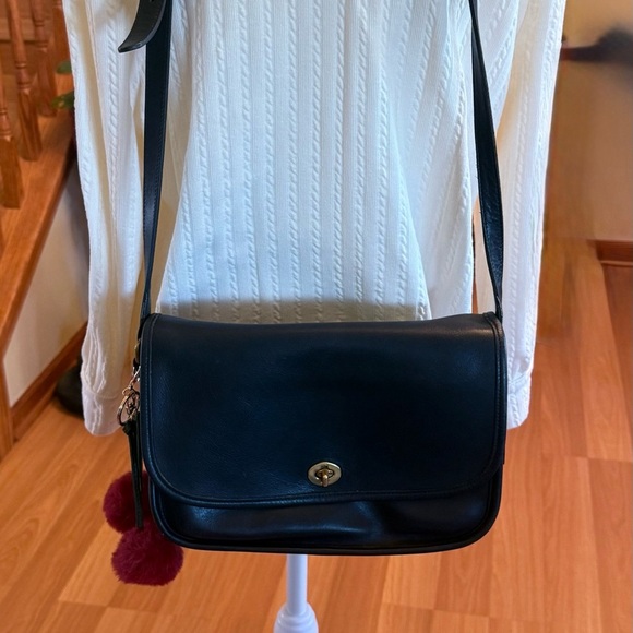 Coach Vintage 9790 City Crossbody Bag Black Natural Glove Tanned Cowhide Leather - Picture 3 of 17